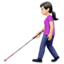 Vrouw met taststok: lichte huidskleur-emoji op Apple