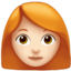 Emoji Femme : peau claire et cheveux roux sur Apple
