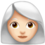 Woman: Light Skin Tone, White Hair emoji on Apple