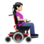 Emoji Donna su sedia a rotelle motorizzata: carnagione chiara e a destra su Apple