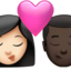 Emoji Bisou : femme, homme, peau claire et peau foncée sur Apple