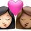 Kiss: Woman, Woman, Light Skin Tone, Medium Skin Tone emoji on Apple