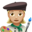 Emoji Artista plástica: pele morena clara no Apple