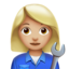 Woman Mechanic: Medium-Light Skin Tone emoji on Apple