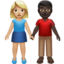Emoji Femme et homme se tenant la main : peau moyennement claire et peau foncée sur Apple