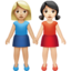 Women Holding Hands: Medium-Light Skin Tone, Light Skin Tone emoji on Apple