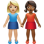 Women Holding Hands: Medium-Light Skin Tone, Medium-Dark Skin Tone emoji on Apple