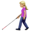 Frau mit Langstock: mittelhelle Hautfarbe-Emoji auf Apple