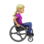Frau in manuellem Rollstuhl: mittelhelle Hautfarbe, nach rechts-Emoji auf Apple