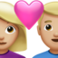 Эмодзи Влюбленная пара: женщина мужчина светлый тон кожи на Apple