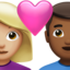 Couple with Heart: Woman, Man, Medium-Light Skin Tone, Medium-Dark Skin Tone emoji on Apple