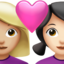 อีโมจิ คู่รัก: ผู้หญิง ผู้หญิง โทนผิวสีขาวเหลือง และ โทนผิวสีขาว บน Apple