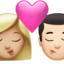 Emoji Cium: perempuan, lelaki, ton kulit sederhana cerah dan ton kulit cerah pada Apple