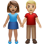 Woman and Man Holding Hands: Medium Skin Tone, Medium-Light Skin Tone emoji on Apple