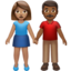 Woman and Man Holding Hands: Medium Skin Tone, Medium-Dark Skin Tone emoji on Apple