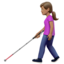 Frau mit Langstock: mittlere Hautfarbe-Emoji auf Apple