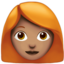 Woman: Medium Skin Tone, Red Hair emoji on Apple