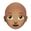 Woman: Medium Skin Tone, Bald emoji on Apple