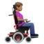 Woman in Motorized Wheelchair Facing Right: Medium Skin Tone emoji on Apple