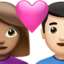 Couple with Heart: Woman, Man, Medium Skin Tone, Light Skin Tone emoji on Apple