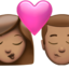 Kiss: Woman, Man, Medium Skin Tone emoji on Apple