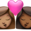 Emoji na Maghahalikan: babae, babae, katamtamang kulay ng balat, katamtamang dark na kulay ng balat sa Apple