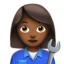 Emoji Mekanik wanita: ton kulit sederhana gelap pada Apple