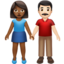 Emoji Femme et homme se tenant la main : peau mate et peau claire sur Apple