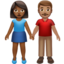 Woman and Man Holding Hands: Medium-Dark Skin Tone, Medium Skin Tone emoji on Apple