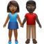 Emoji Femme et homme se tenant la main : peau mate et peau foncée sur Apple