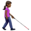 Woman with White Cane Facing Right: Medium-Dark Skin Tone emoji on Apple