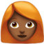 Woman: Medium-Dark Skin Tone, Red Hair emoji on Apple