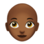 Woman: Medium-Dark Skin Tone, Bald emoji on Apple