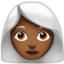 Emoji Mulher: pele morena escura e cabelo branco no Apple