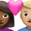 Couple with Heart: Woman, Man, Medium-Dark Skin Tone, Medium-Light Skin Tone emoji on Apple