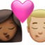 อีโมจิ จูบ: ผู้หญิง ผู้ชาย โทนผิวสีแทน และ โทนผิวสีขาวเหลือง บน Apple