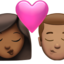 Apple での 2人でキス: 女性 男性 やや濃い肌色 中間の肌色 絵文字