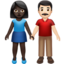 Woman and Man Holding Hands: Dark Skin Tone, Light Skin Tone emoji on Apple