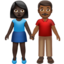 Emoji Femme et homme se tenant la main : peau foncée et peau mate sur Apple