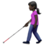 Emoji Donna con bastone bianco di orientamento: carnagione scura su Apple