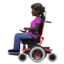 Woman in Motorized Wheelchair: Dark Skin Tone emoji on Apple