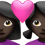 Couple with Heart: Woman, Woman, Dark Skin Tone emoji on Apple