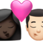 Emoji Bisou : femme, homme, peau foncée et peau claire sur Apple