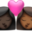 Kiss: Woman, Woman, Dark Skin Tone, Medium-Dark Skin Tone emoji on Apple
