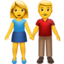 Emoji Lelaki dan wanita berpegangan tangan pada Apple