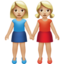 Emoji Dua wanita berpegangan tangan: ton kulit sederhana cerah pada Apple