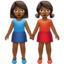 Emoji Deux femmes se tenant la main : peau mate sur Apple