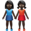 Emoji Dua wanita berpegangan tangan: ton kulit gelap pada Apple