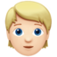 Person: helle Hautfarbe, blondes Haar-Emoji auf Apple
