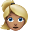 Apple での 金髪の女性: 中間の肌色 絵文字